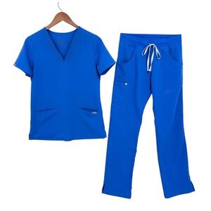 FIGS Scrubs Set Shirt Pants Blue